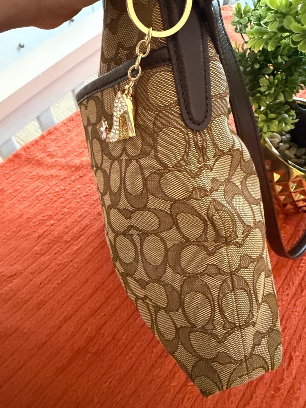 Coach Beige Signature Canvas Crossbody with Brown Trim - Picture 13 of 16